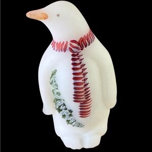 95th Anniversary Vintage Fenton 2000 Christmas Penguin Hand Painted Signed